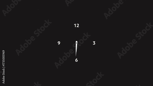 Wallpaper Mural Minimalist analog clock with white hands and numbers on a black background time Torontodigital.ca