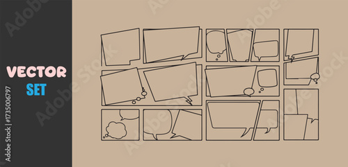Hand drawn comic book panel layout template