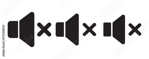 Collection of Mute Loudspeaker Icons. Sound Volume Icons Set