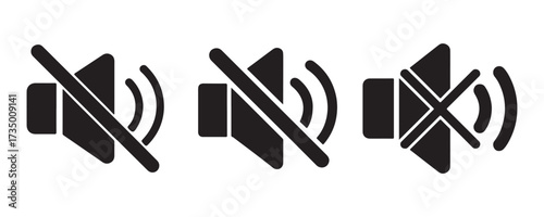 Sound Off Volume Control Button. Speaker Mute and No Sound Icons
