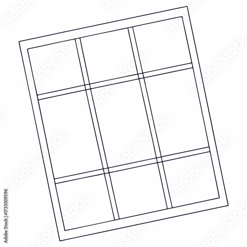 Simple geometric grid pattern with nine square sections outlined by dark lines on a white background