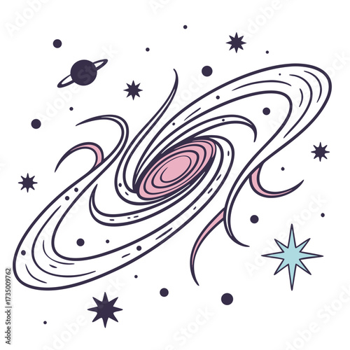 Illustration of a galaxy with planet