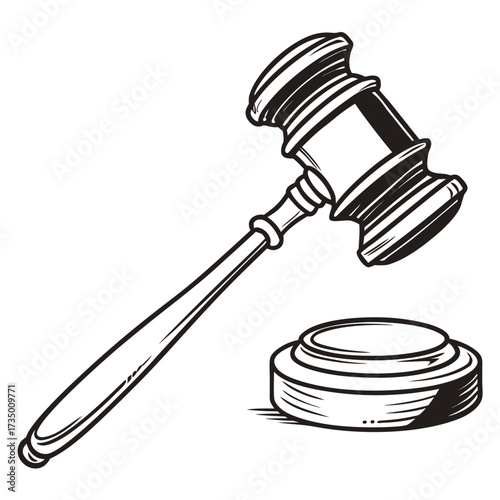 Illustration of a gavel and sound block