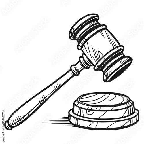 Illustration of a gavel and striking block