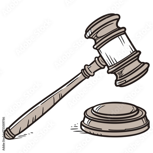 Illustration of a wooden gavel and striking block