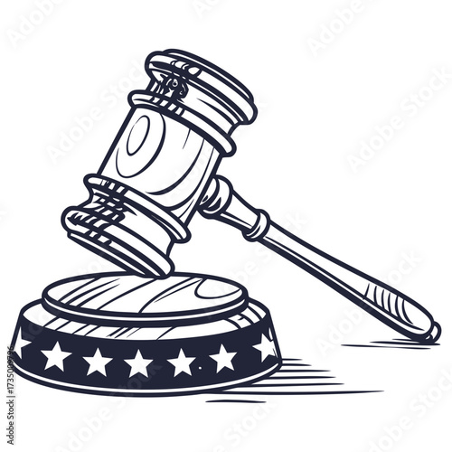 Illustration of a gavel and striking block