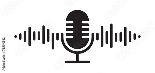 Microphone with Sound Wave Vector Illustration