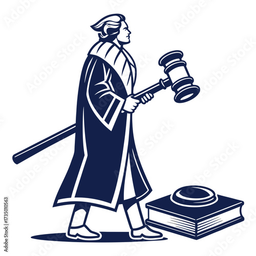 Judge with gavel and book, symbol of legal power