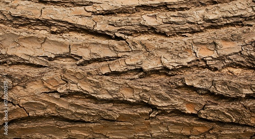 Detailed close up of textured tree bark showing natural patterns