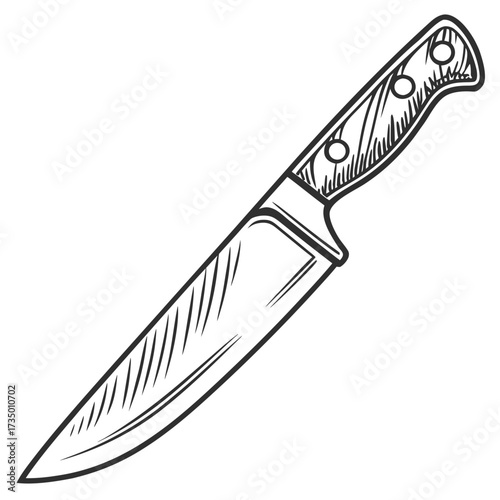 Illustration of a chefs knife, sharp and clean
