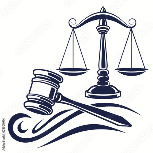 Law firm logo with gavel and scales of justice