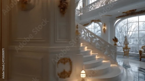 Elegant white staircase interior