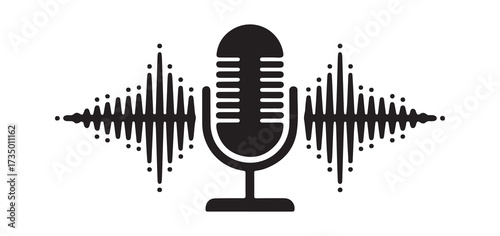 Podcast Mic and Audio Waveform Icon Design