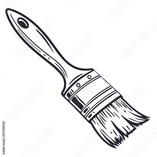 Monochrome illustration of a paint brush in sketch style
