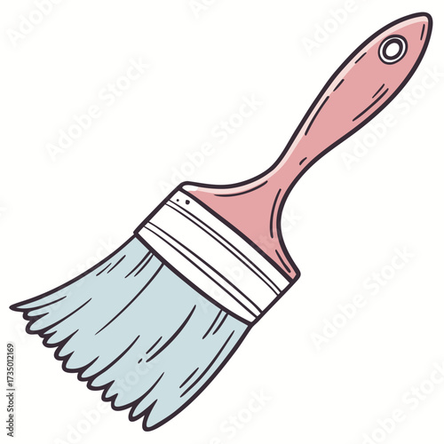 Pink paintbrush with blue bristles