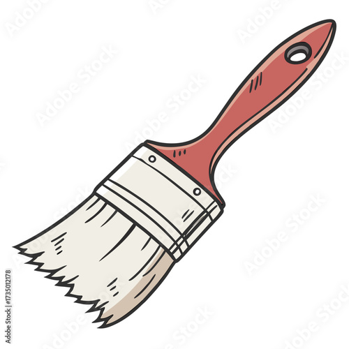 Red paintbrush with white bristles