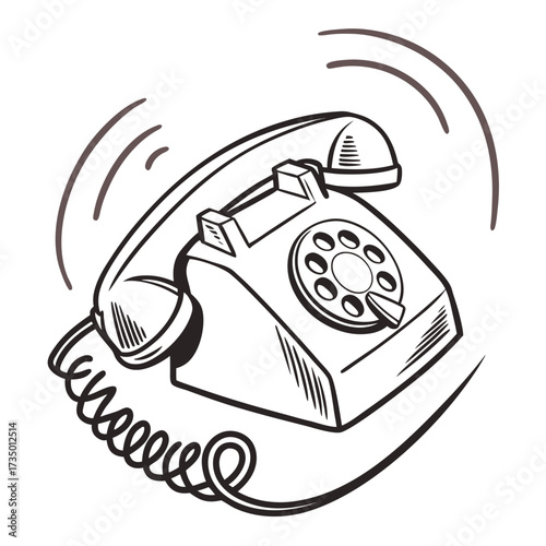 Illustration of a ringing retro rotary telephone