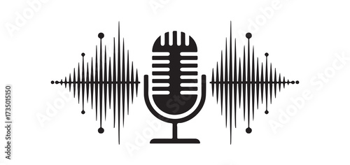 Voice Recording Studio Symbol in Black and White