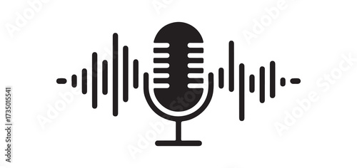 Voice Recording Studio Symbol in Black and White