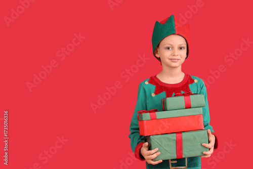 Cute little boy in elf cost...