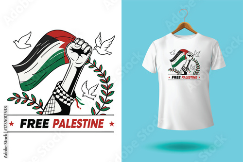 Palestine design vector, Save Palestine illustration for banner, t-shirt, poster, sticker, badges, social media design. Hand-Drawn Lettering Phrase, Calligraphy Graphic Typography.