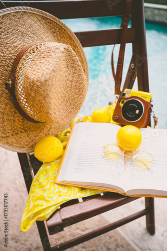 Summer Pool Side Yellow Reading Hat