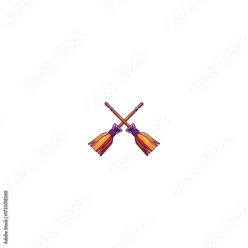 2d vector flying broomstick in cross shape