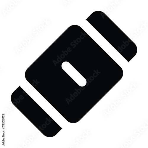 Solid black eraser illustration in flat clean style, showing rectangular shape. Ideal for school, drawing, office, and correction projects.