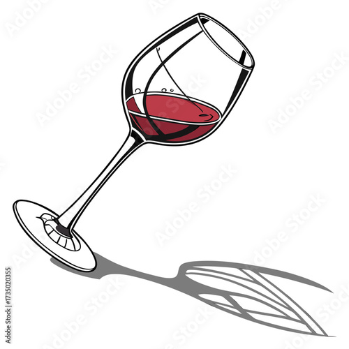 Elegant glass of red wine casting a shadow, suggesting a moment of quiet indulgence the simplicity of the image highlights the beauty of wine