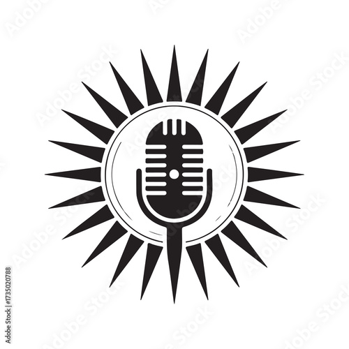 Retro Mic Icon for Music, Podcast, and Broadcasting