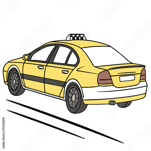 A yellow taxi cab speeding down the road, a common sight in bustling cities, showcasing its iconic design and purpose