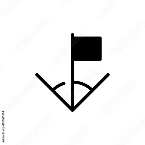 Corner Flag Icon Minimalist Graphic Depicting a Soccer Field Corner for Sports and Games Designs
