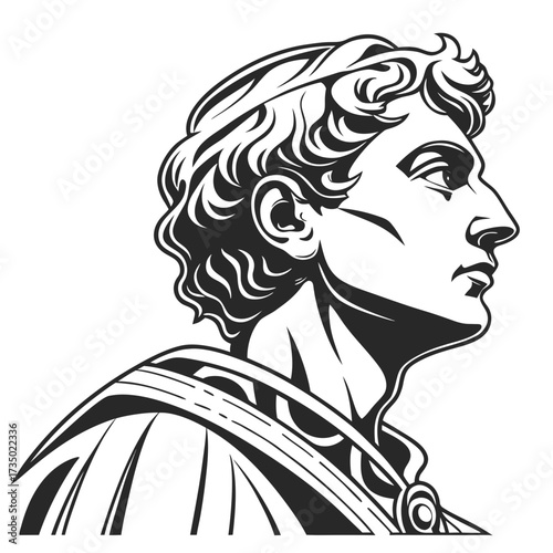 Sculpture of a man with curly hair, a classical bust with a serene expression, showcasing the beauty of ancient art and the timeless appeal of human form