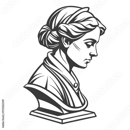 Sculpture of a woman with hair in a bun, a classical bust with a serene expression, showcasing the beauty of ancient art and the timeless appeal of human form