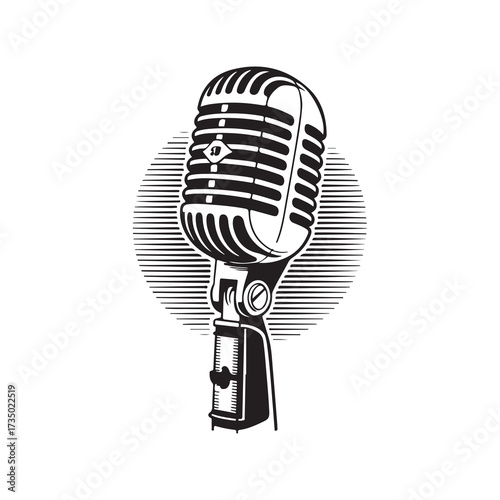 Retro Vintage Microphone Icon Vector Illustration