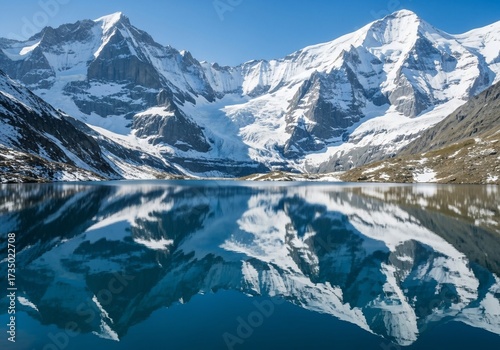 Wallpaper Mural Majestic Snow-Capped Mountains Reflected in Calm, Clear Alpine Lake Water Torontodigital.ca