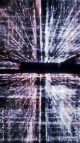 Abstract digital tunnel with glowing lines and futuristic technology.