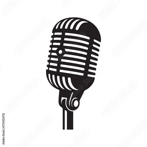Old School Microphone Silhouette in Black and White