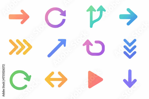A vibrant, colorful arrow pointing upwards represents progress, growth, and future success. This dynamic abstract graphic symbolizes innovation, speed, and forward momentum in technology