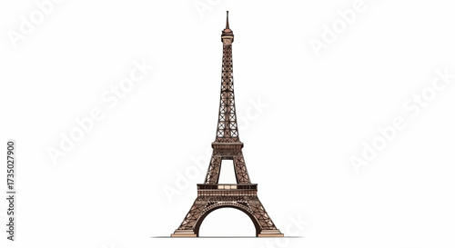 Eiffel Tower Iconic Parisian Landmark Isolated on White