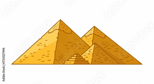 Giza Pyramids Illustration Ancient Egypt Landmarks in Vector Art
