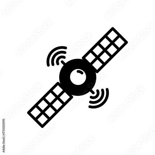 Modern satellite icon, transmission and communication technology, digital space orbit concept
