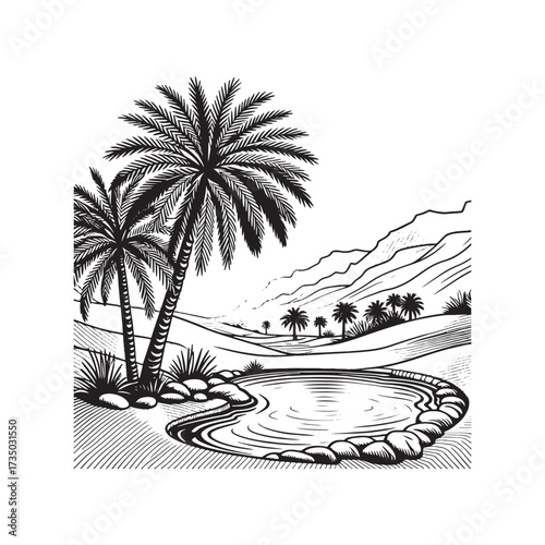  Date Palm Tree with Fruits Illustration