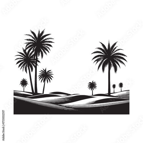  Date Palm Tree with Fruits Illustration