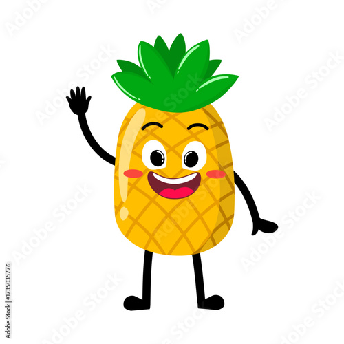 Cute Hand Drawn Pineapple Wave Hello