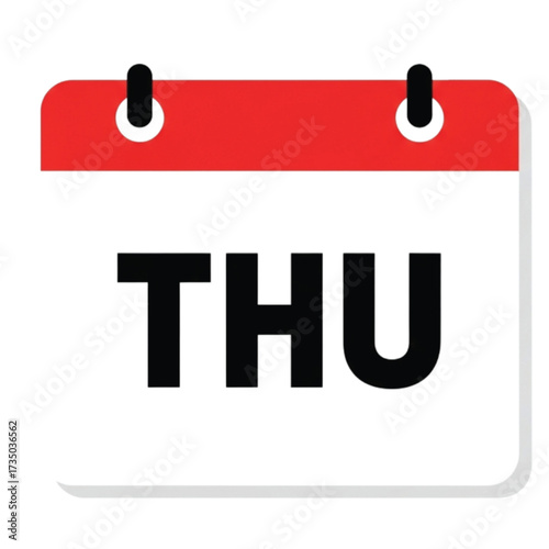 Calendar Page Showing Thursday With Red Header week