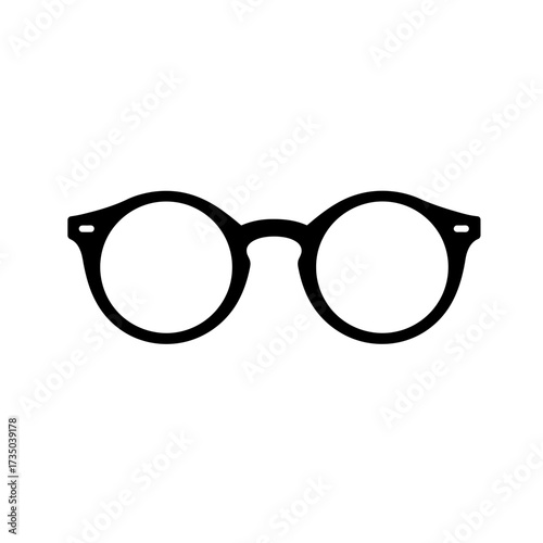 Round Glasses Icon – Eyewear, Spectacles, Vision Correction Vector Symbol