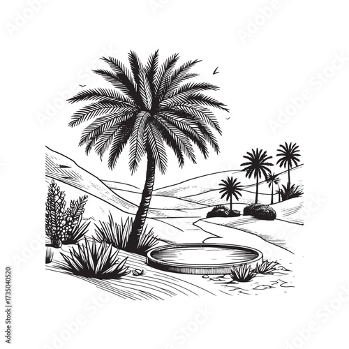  Date Palm Tree with Fruits Illustration