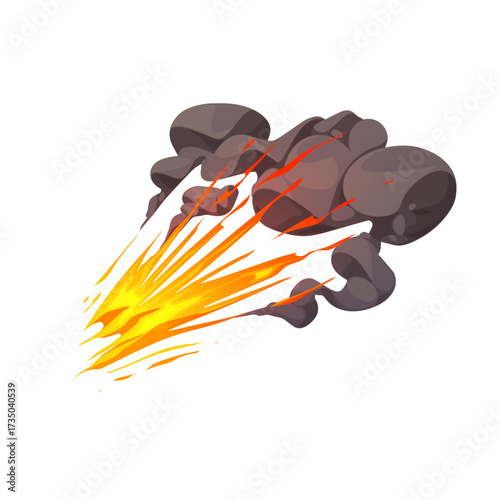 Explosion Effect with Fire and Smoke Trail, Dynamic Burst of Energy and Light, Artistic Representation