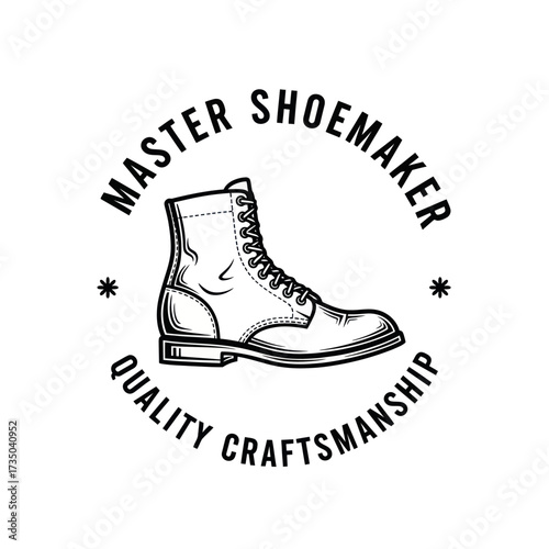 Classic black and white logo featuring a detailed illustration of a boot, emphasizing quality craftsmanship.